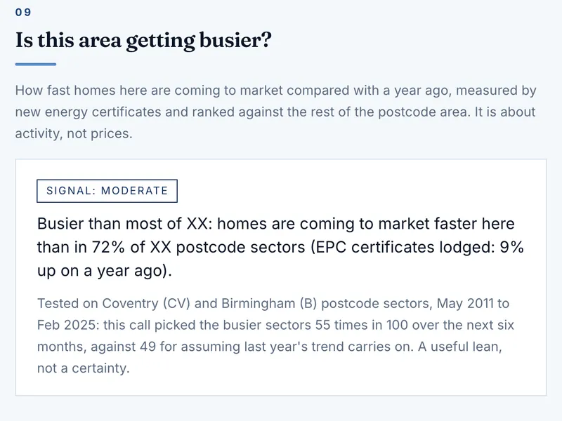 Sample report section: Is this area getting busier?
