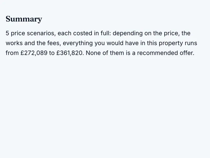 Sample report section: The summary first